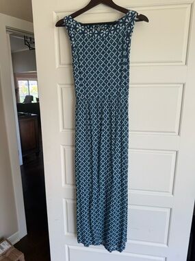 Fat Face Blue Geometric Sleeveless Maxi Dress- size 12